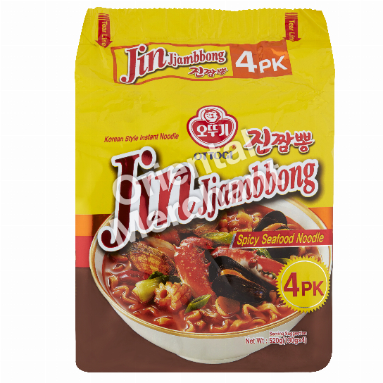 Ottogi Jin Jjambbong Spicy Seafood Noodle 130gx4packs