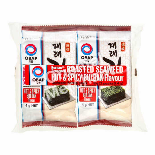 Obap Korean Seasoned Roasted Seaweed Hot & Spicy Buldak Flavour 4g X 2packs