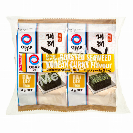 Obap Korean Seasoned Roasted Seaweed Korean Curry Flavour 4g X 2packs