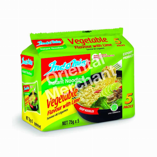 Indomie Instant Noodles (Vegetable Flavour with Lime Flavour) 75gx5packs