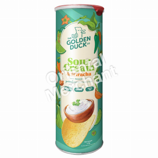 The Golden Duck Sour Cream & Sriracha Flavoured Gourmet Spiced Potato Crisps 125g