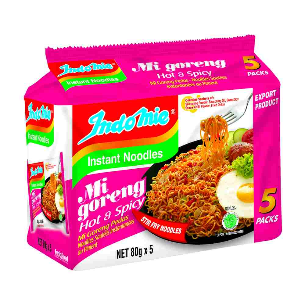 Indomie Instant Noodles Mi Goreng (Hot & Spicy Flavour) 80gx5packs