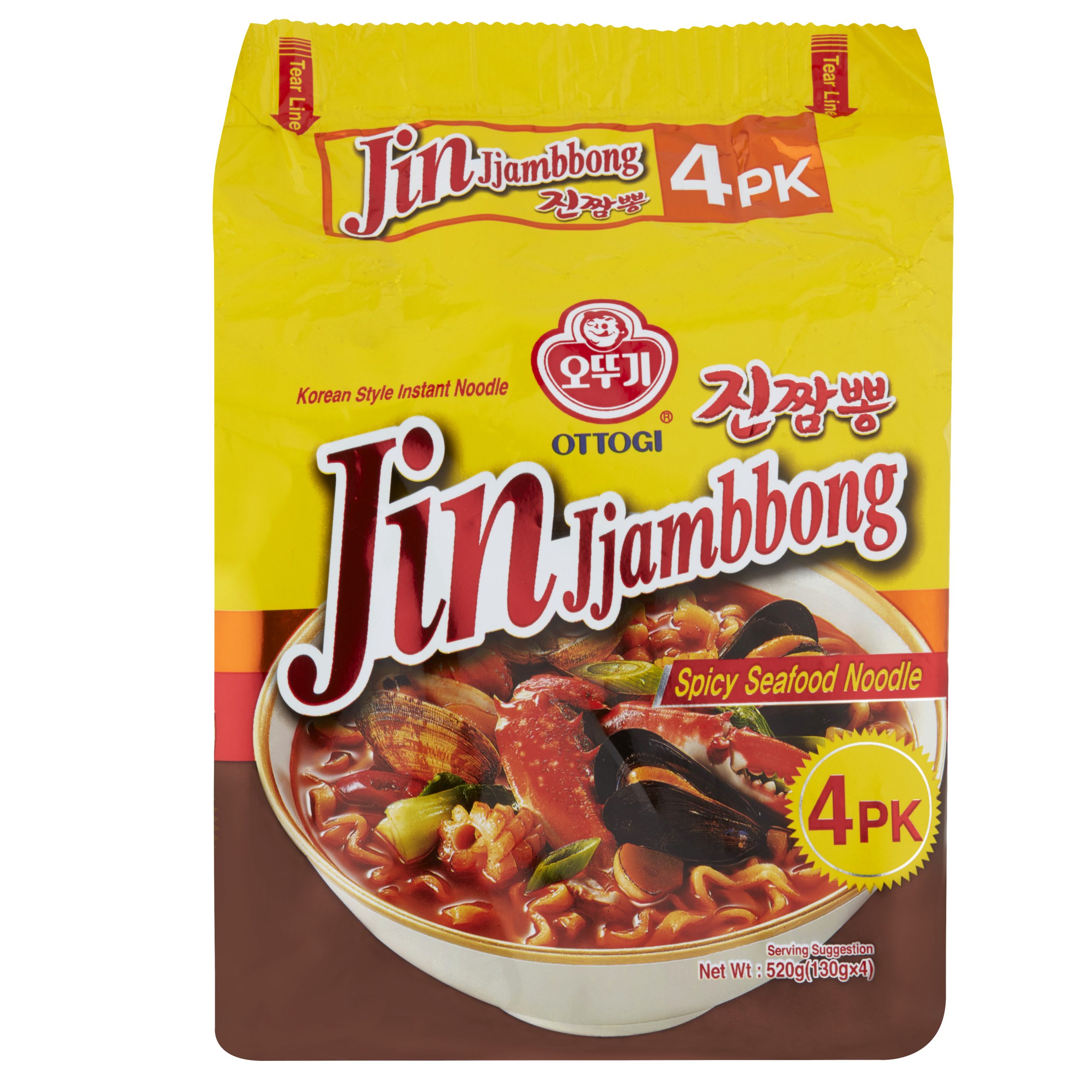 Ottogi Jin Jjambbong Spicy Seafood Noodle 130gx4packs