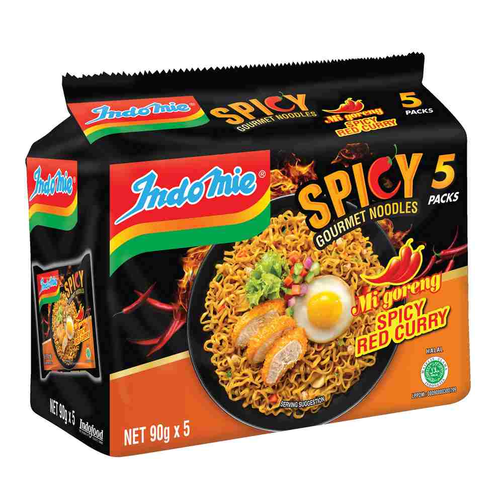 Indomie Instant Noodles Mi Goreng (Spicy Red Curry Flavour) 90gx5packs