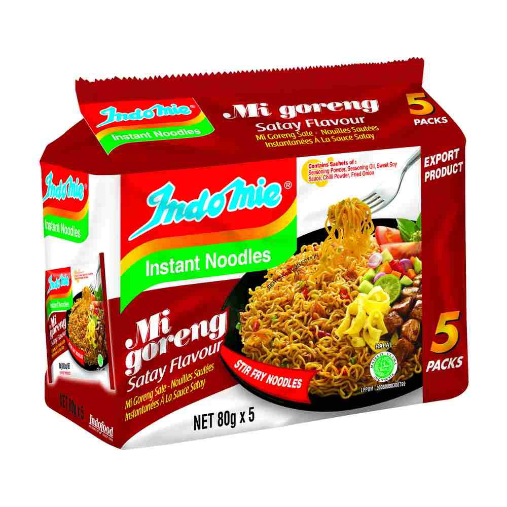 Indomie Instant Noodles Mi Goreng (Satay Flavour) 80gx5packs