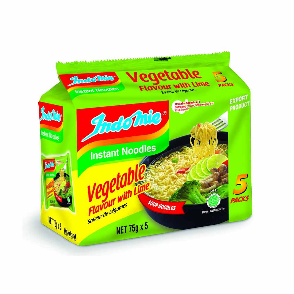 Indomie Instant Noodles (Vegetable Flavour with Lime Flavour) 75gx5packs
