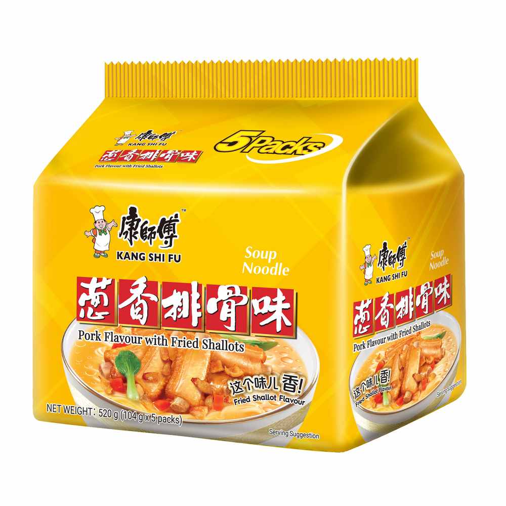 Kang Shi Fu Soup Noodle Pork Flavour with Fried Shallots 520g (5x104g)