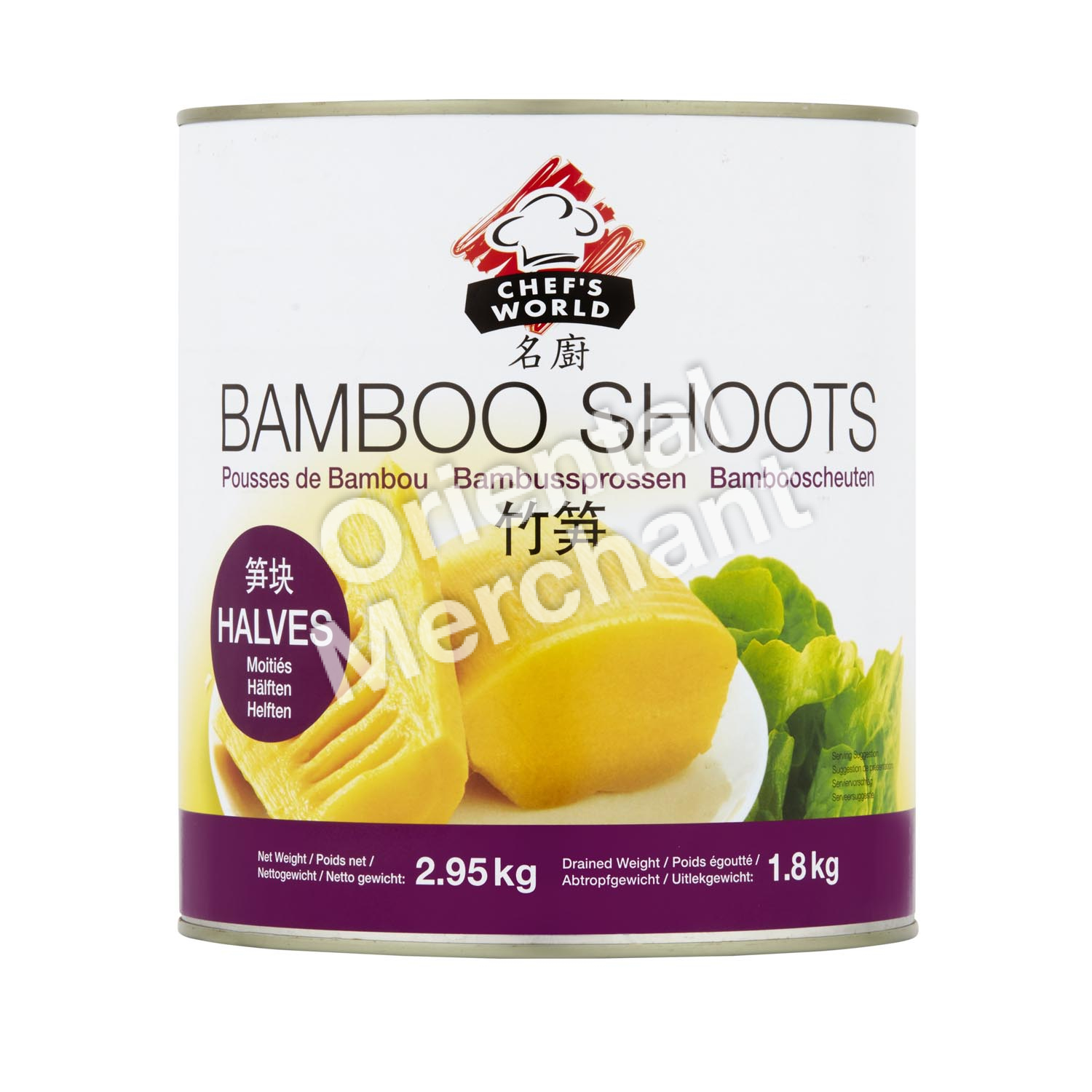 Chef's World Bamboo Shoots Halves 2.95kg