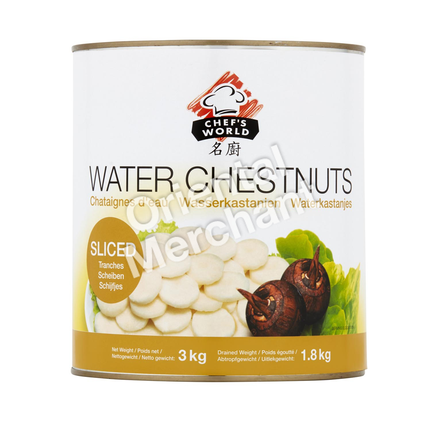 Chef's World Water Chestnuts Sliced 3kg