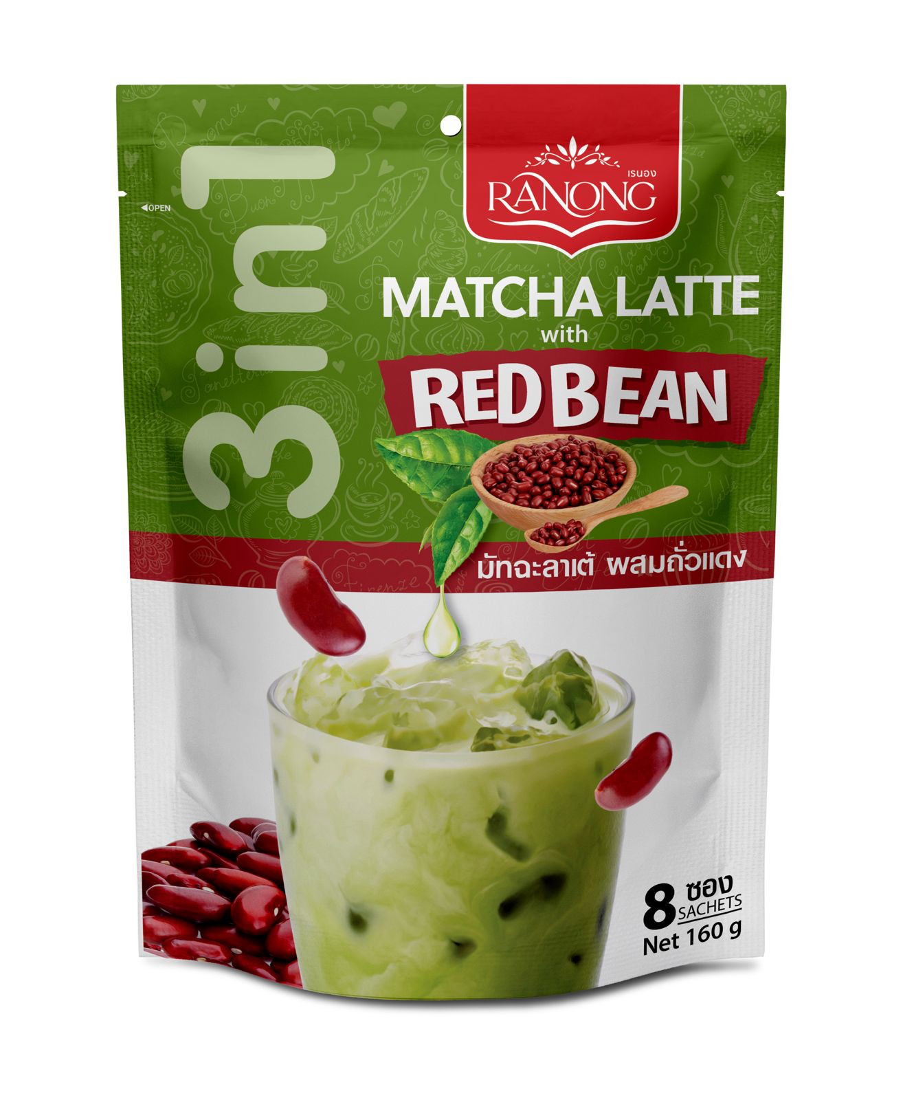 Ranong Tea  Matcha Latte with Red Bean 160g