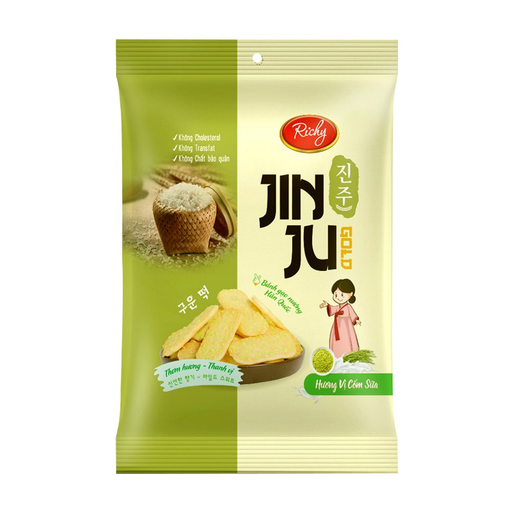 Richy Jinju Gold Rice Cracker Pandan Flavour 145g