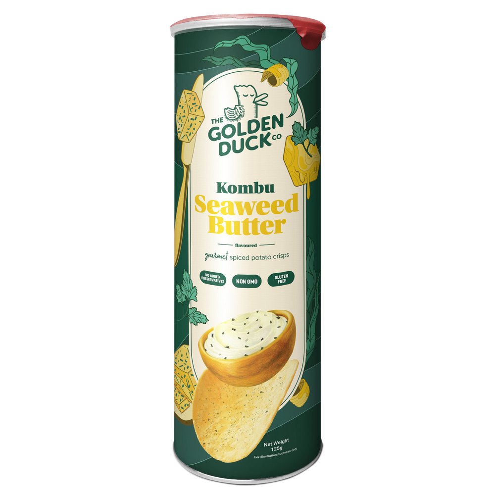 The Golden Duck Kombu Seaweed Butter Flavoured Gourmet Spiced Potato Crisps 125g