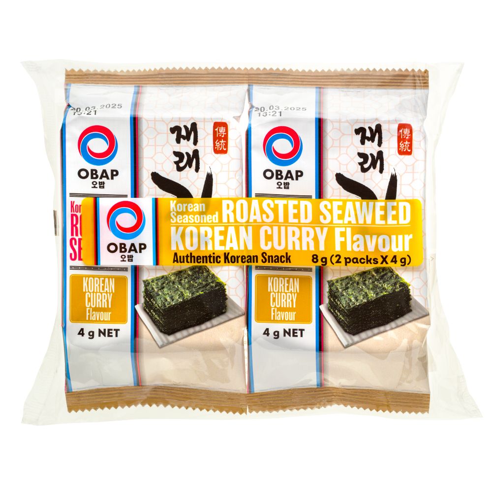 Obap Korean Seasoned Roasted Seaweed Korean Curry Flavour 4g X 2packs